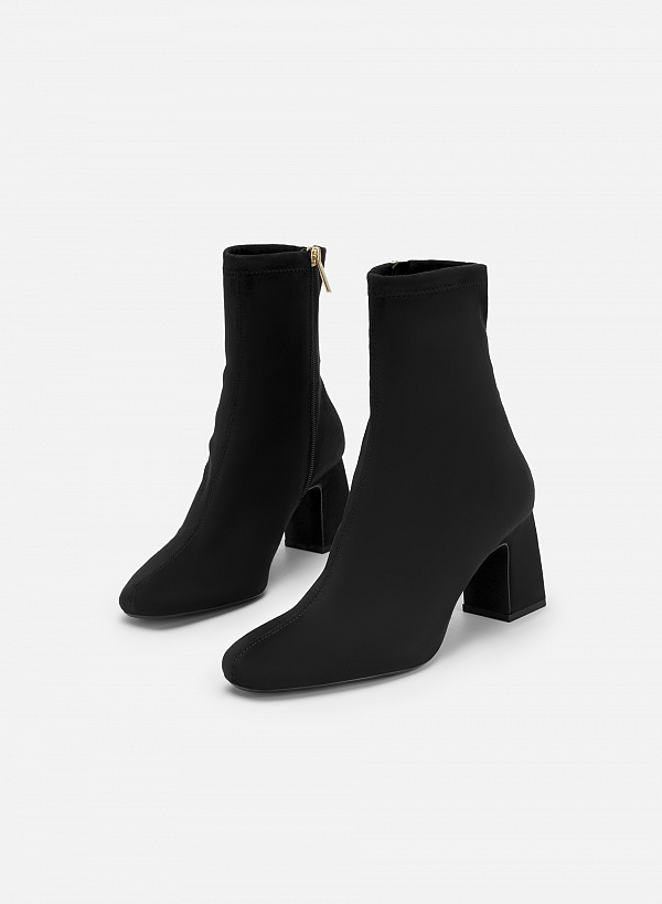All-day comfort mid ankle boot gót trụ - BOT 0926 - Màu đen - VASCARA