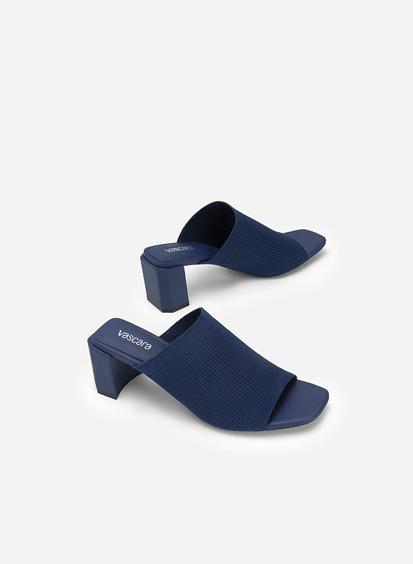 Knitted Large Canvas Strap Mules - MUL 0176 - Dark Blue - VASCARA