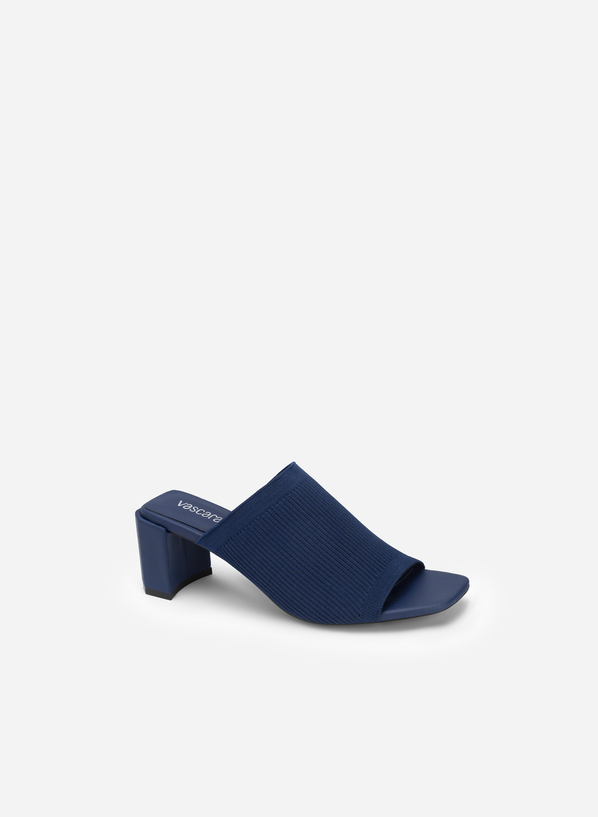 Knitted Large Canvas Strap Mules - MUL 0176 - Dark Blue - vascara.com