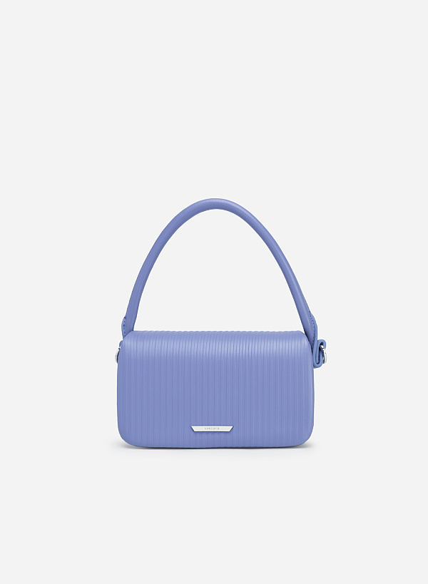 Embossed Stripe Mini Handbag - SAC 0306 - Purple