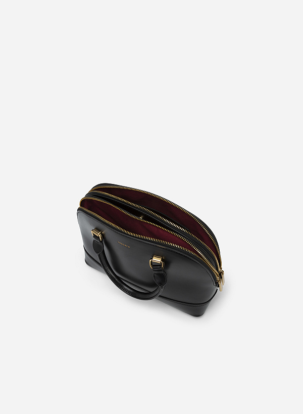 Túi xách polished bowler style - SAT 0307 - Màu đen - VASCARA