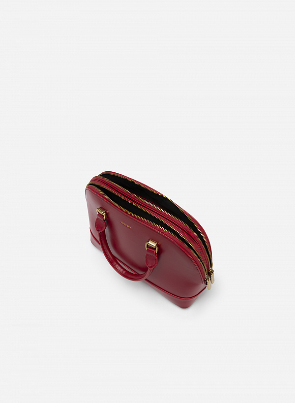 Túi xách polished bowler style - SAT 0307 - Màu đỏ - VASCARA