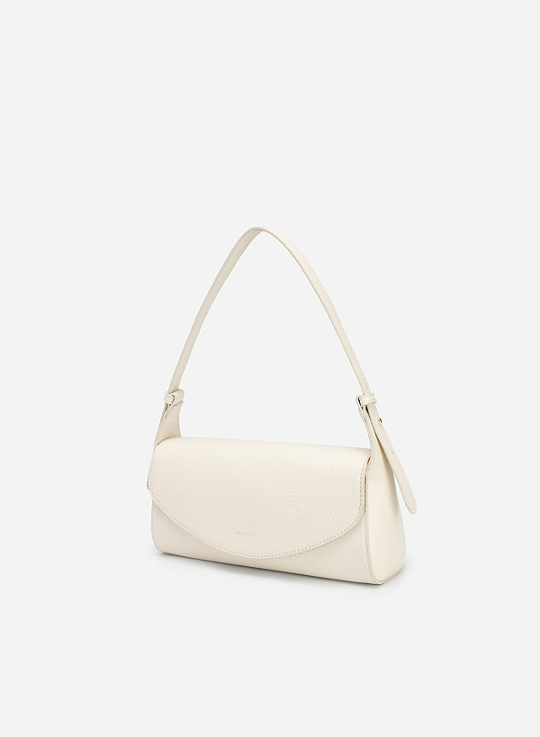 ワニ柄ストラップ付ハンドバッグ - SAC 0308 - アイボリー - VASCARA