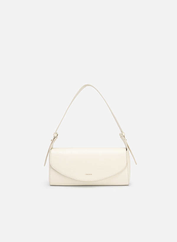 ワニ柄ストラップ付ハンドバッグ - SAC 0308 - アイボリー - VASCARA