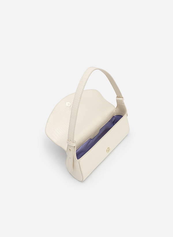 ワニ柄ストラップ付ハンドバッグ - SAC 0308 - アイボリー - VASCARA