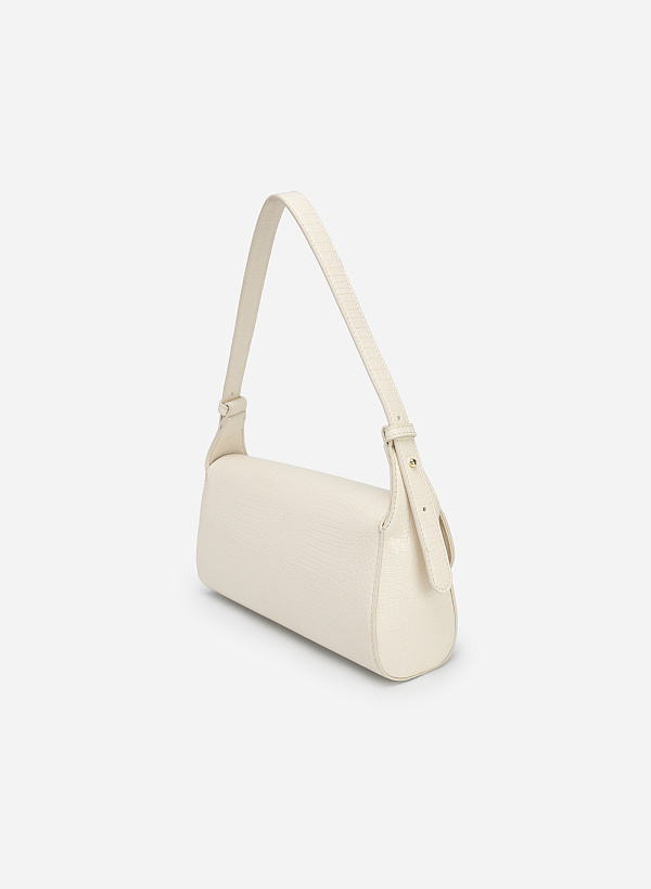 ワニ柄ストラップ付ハンドバッグ - SAC 0308 - アイボリー - VASCARA