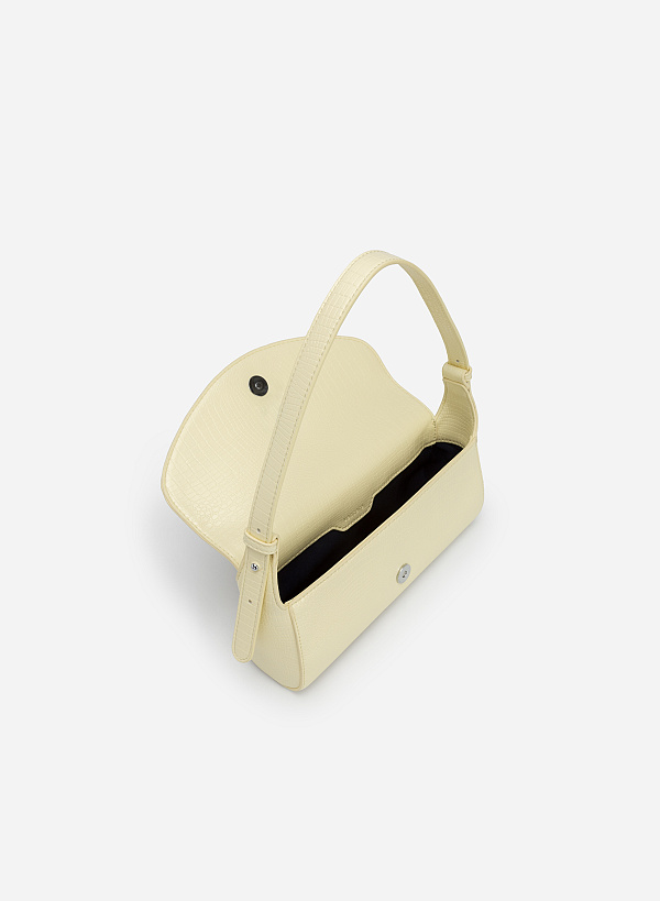 ワニ柄ストラップ付ハンドバッグ - SAC 0308 - レモンイエロー - VASCARA
