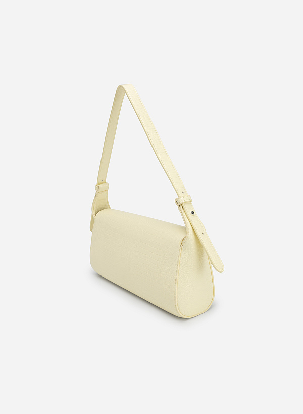 ワニ柄ストラップ付ハンドバッグ - SAC 0308 - レモンイエロー - VASCARA