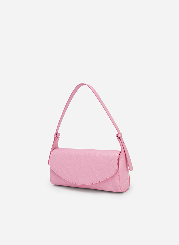 ワニ柄ストラップ付ハンドバッグ - SAC 0308 - ピンク - VASCARA