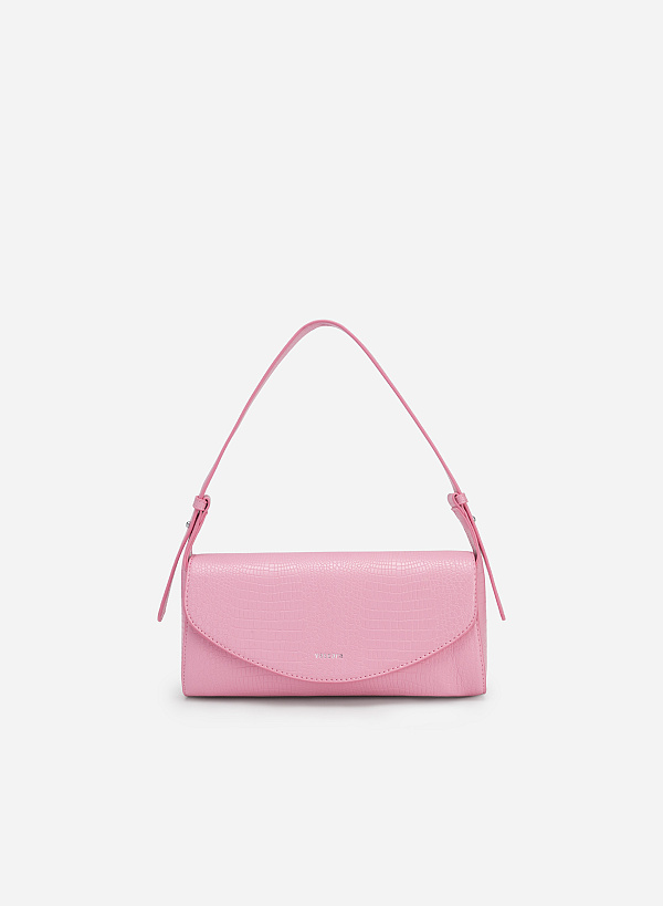 ワニ柄ストラップ付ハンドバッグ - SAC 0308 - ピンク