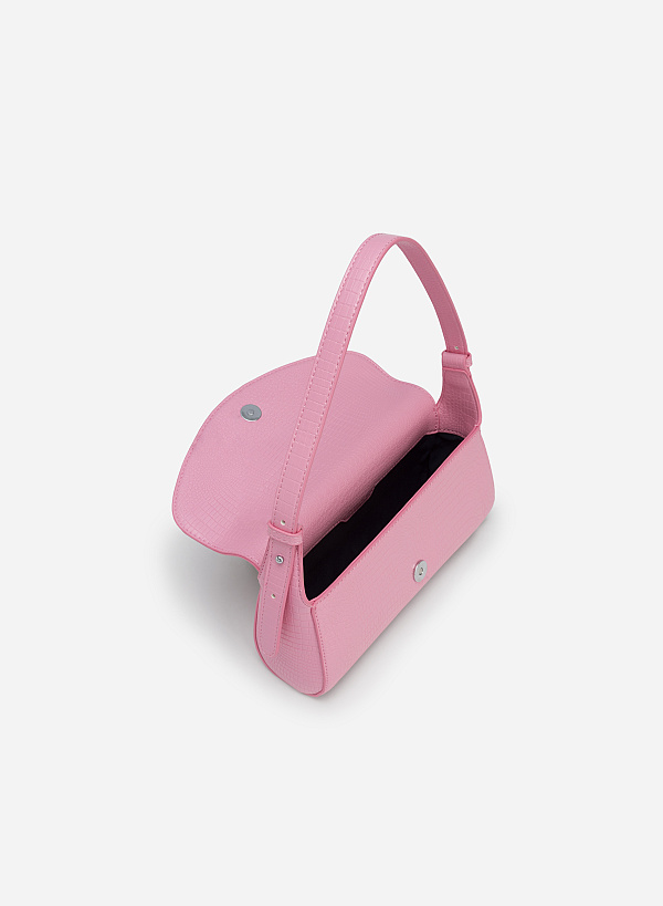 ワニ柄ストラップ付ハンドバッグ - SAC 0308 - ピンク - VASCARA