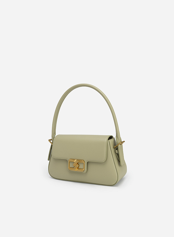 Geometric Lock Belt Handle Premium Hobo Bag - SAC 0311 - Mint - VASCARA