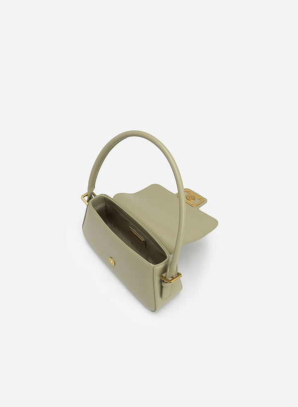 Geometric Lock Belt Handle Premium Hobo Bag - SAC 0311 - Mint - VASCARA