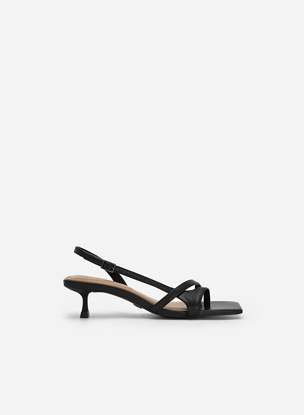 D'Orsay Slingback Styled Strap Sandals - PUM 0720 - Black - VASCARA