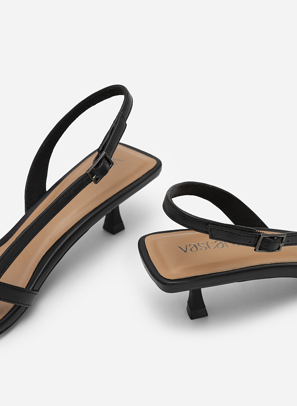 D'Orsay Slingback Styled Strap Sandals - PUM 0720 - Black - VASCARA