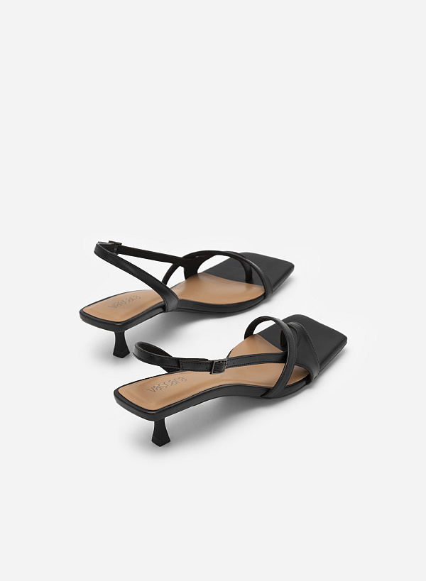 D'Orsay Slingback Styled Strap Sandals - PUM 0720 - Black - VASCARA