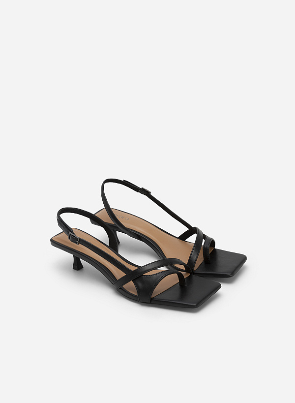 D'Orsay Slingback Styled Strap Sandals - PUM 0720 - Black - VASCARA
