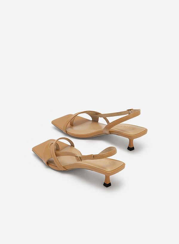 D'Orsay Slingback Styled Strap Sandals - PUM 0720 - Light Brown - VASCARA