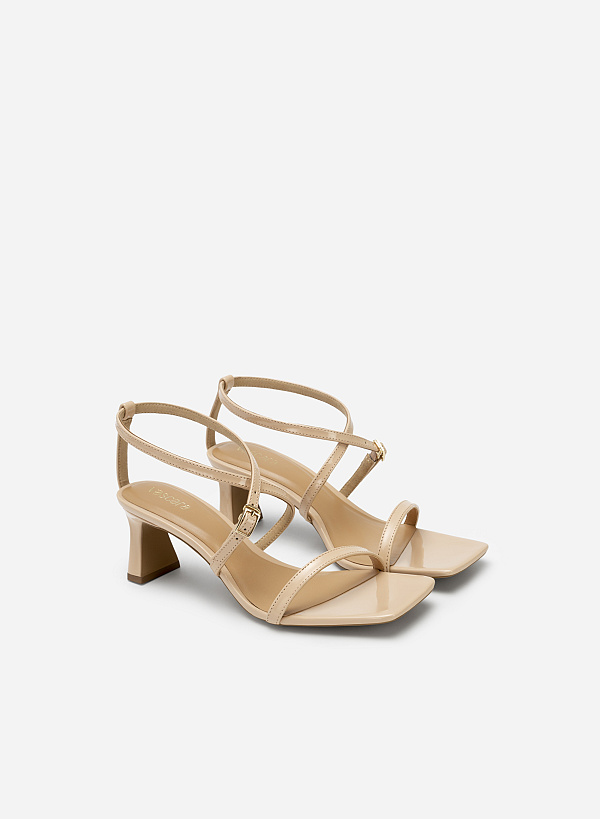 Skinny Cross Strap Square Toe Sandals - PUM 0730 - Beige - VASCARA