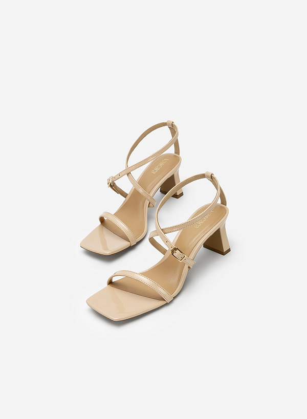 Skinny Cross Strap Square Toe Sandals - PUM 0730 - Beige - VASCARA