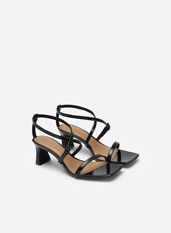 Skinny Cross Strap Square Toe Sandals - PUM 0730 - Black - VASCARA