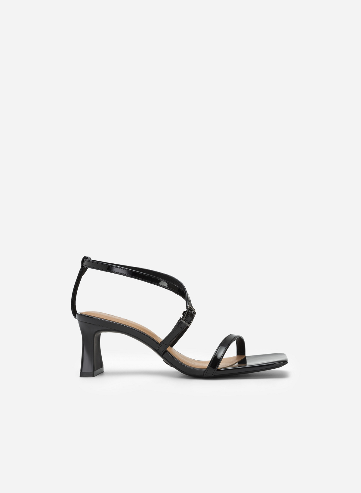 Skinny Cross Strap Square Toe Sandals - PUM 0730 - Black - vascara.com