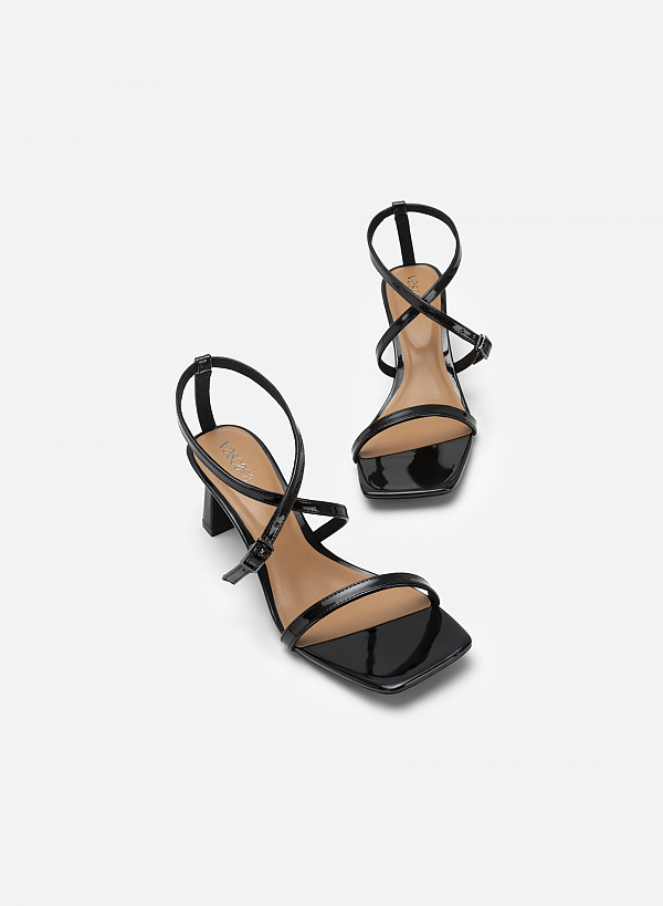 Giày sandal quai mảnh đan chéo mũi vuông - SDN 0730 - Màu đen - VASCARA