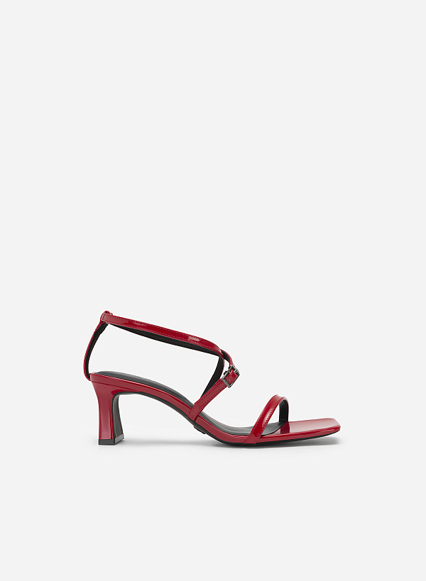 Skinny Cross Strap Square Toe Sandals - PUM 0730 - Red - VASCARA