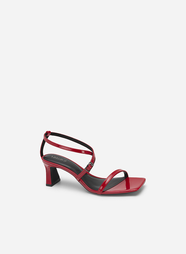 Skinny Cross Strap Square Toe Sandals - PUM 0730 - Red
