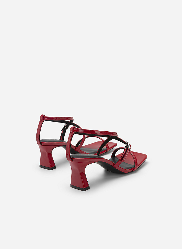 Skinny Cross Strap Square Toe Sandals - PUM 0730 - Red - VASCARA