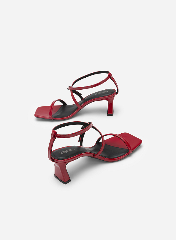 Skinny Cross Strap Square Toe Sandals - PUM 0730 - Red - VASCARA