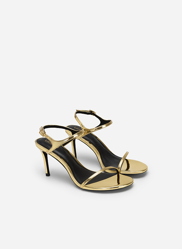 Skinny Strap Metallic Sandals - PUM 0737 - Dark Gold - VASCARA