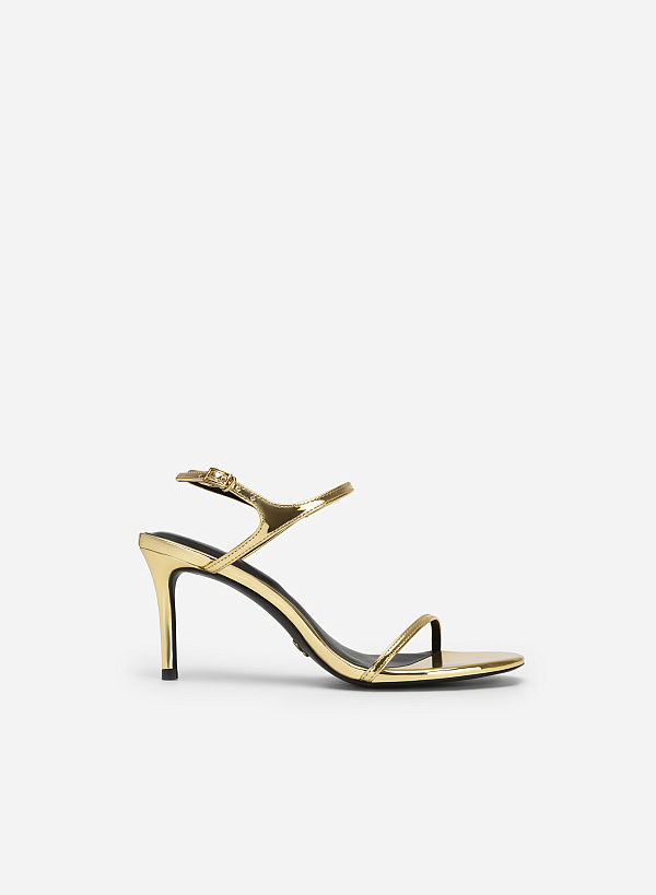 Skinny Strap Metallic Sandals - PUM 0737 - Dark Gold - VASCARA