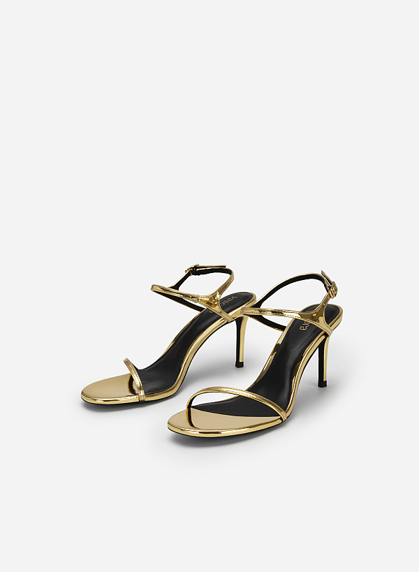 Skinny Strap Metallic Sandals - PUM 0737 - Dark Gold - VASCARA