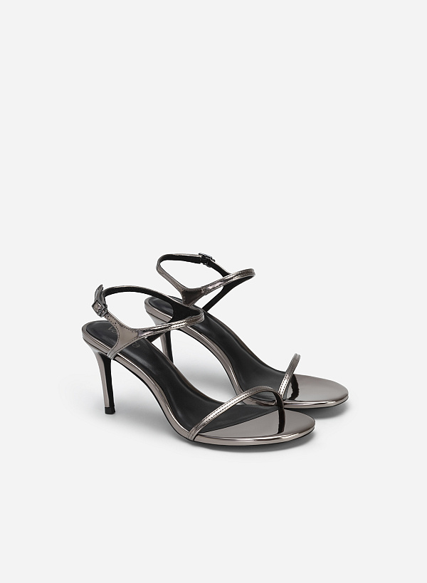 Skinny Strap Metallic Sandals - PUM 0737 - Gunpowder - VASCARA