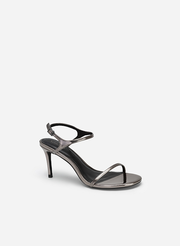 Skinny Strap Metallic Sandals - PUM 0737 - Gunpowder - VASCARA