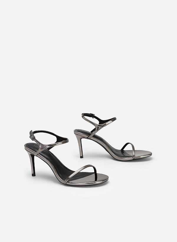 Skinny Strap Metallic Sandals - PUM 0737 - Gunpowder - VASCARA