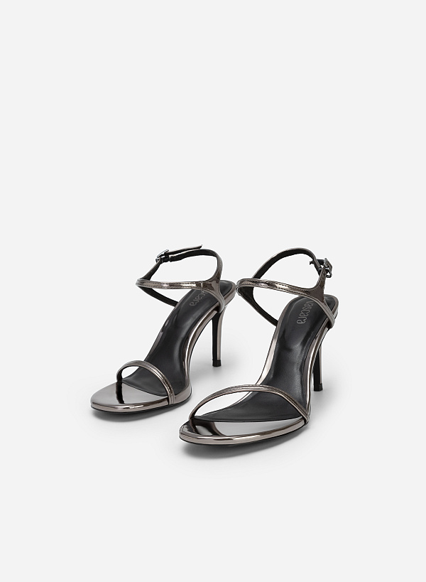 Skinny Strap Metallic Sandals - PUM 0737 - Gunpowder - VASCARA
