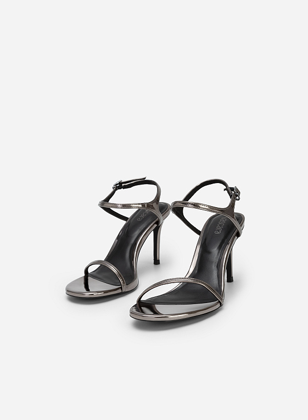 Giày sandal metallic quai mảnh - SDN 0737 - Màu xám khói đậm - VASCARA