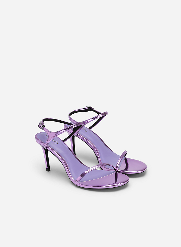 Skinny Strap Metallic Sandals - PUM 0737 - Purple - VASCARA