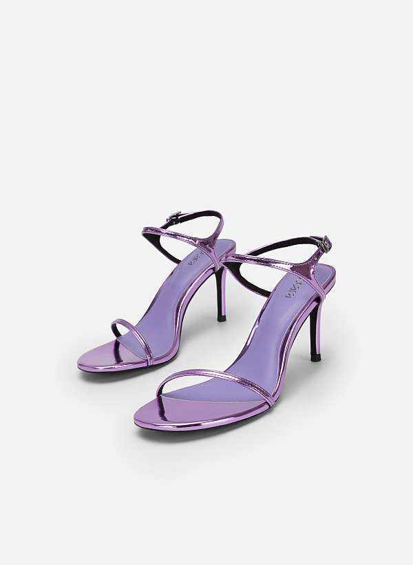 Skinny Strap Metallic Sandals - PUM 0737 - Purple - VASCARA