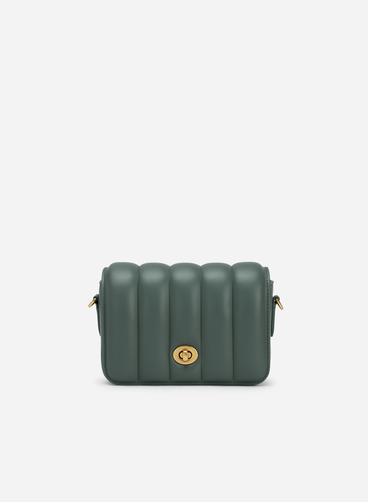 Oval Turn Lock Quilted Flap Crossbody Bag - MES 0205 - Mint - VASCARA