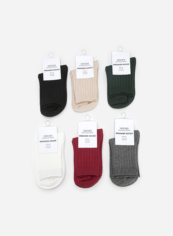 Vertical Stripe Quarter Socks - SCK 0001 - White - VASCARA