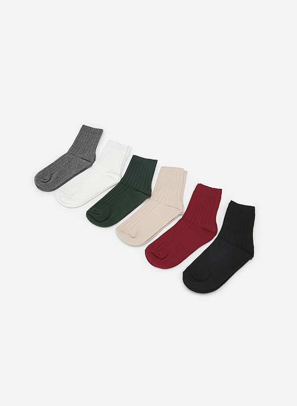 Vertical Stripe Quarter Socks - SCK 0001 - White - VASCARA