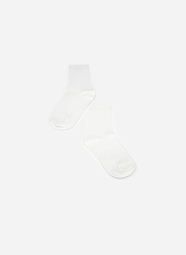 Vertical Stripe Quarter Socks - SCK 0001 - White - VASCARA