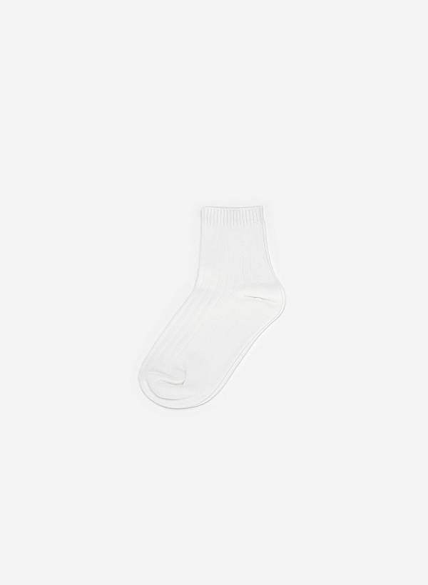 Vertical Stripe Quarter Socks - SCK 0001 - White - VASCARA
