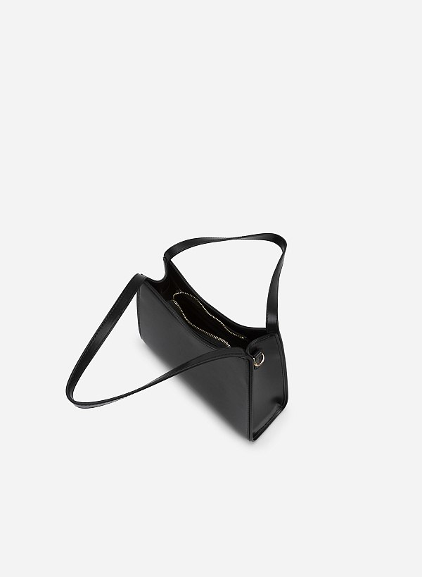 Chain-Mixed Strap Hobo Bag - TTE 0085 - Black - VASCARA