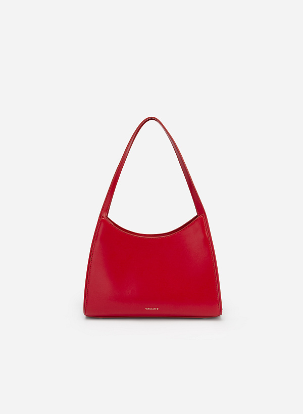Chain-Mixed Strap Hobo Bag - TTE 0085 - Red