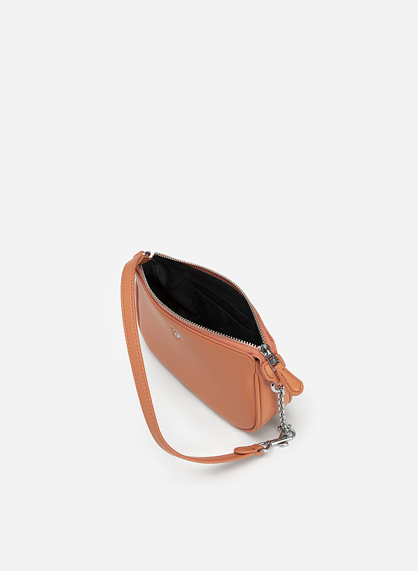 Chain-Mixed Strap Hobo Bag - TTE 0087 - Light Orange - VASCARA