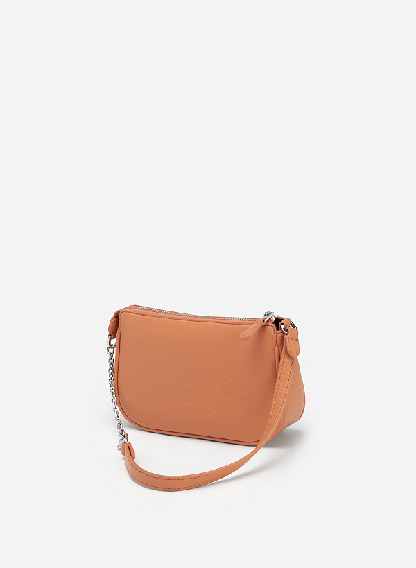 Chain-Mixed Strap Hobo Bag - TTE 0087 - Light Orange - VASCARA